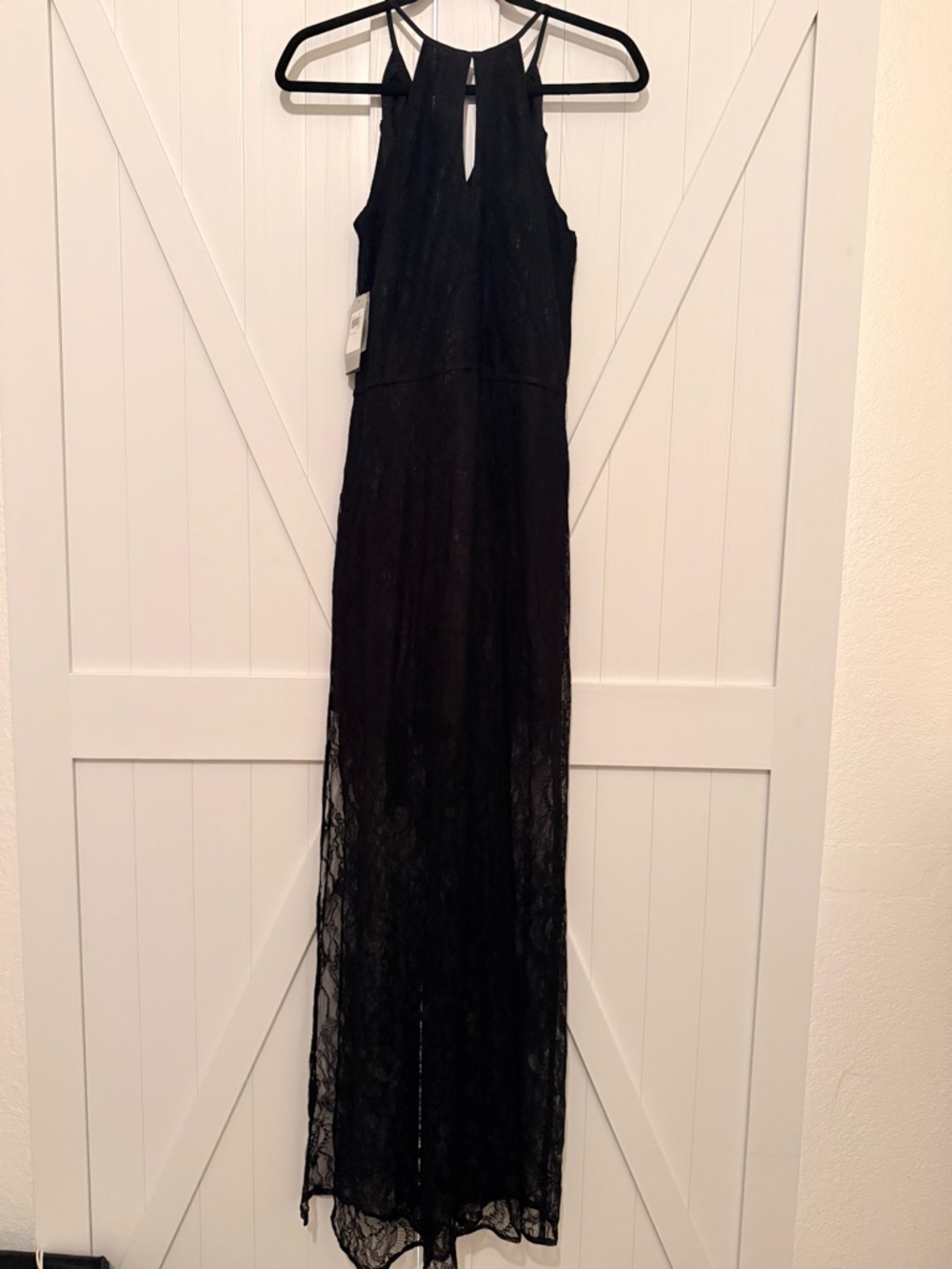 Guess Black Lace Halter Maxi Dress